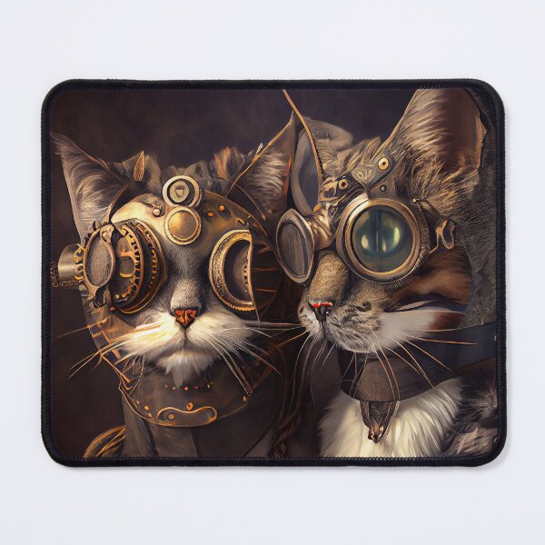 Item preview, Beautiful couple of Steampunk cats cat love animal pet fantasy designed and sold by ladarkepoque.