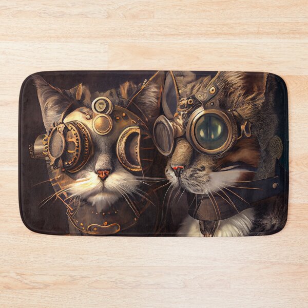 Item preview, Beautiful couple of Steampunk cats cat love animal pet fantasy designed and sold by ladarkepoque.
