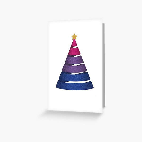 Large Spiral Bisexual Pride Flag Christmas Tree Vector Greeting Card