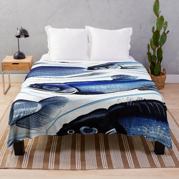 Item preview, Big Blue Fish Swimming in School designed and sold by deniselynnimage.
