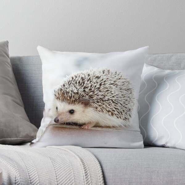 Cute hedgehog in white Throw Pillow