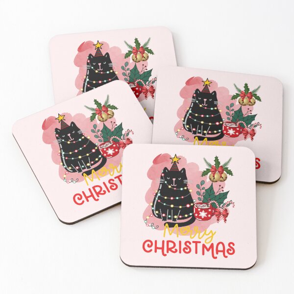 Item preview, Black santa cat tangled up in lights christmas santa | Merry Christmas funny cats sayings and quotes | gifts for Christmas designed and sold by ThanksVibe.