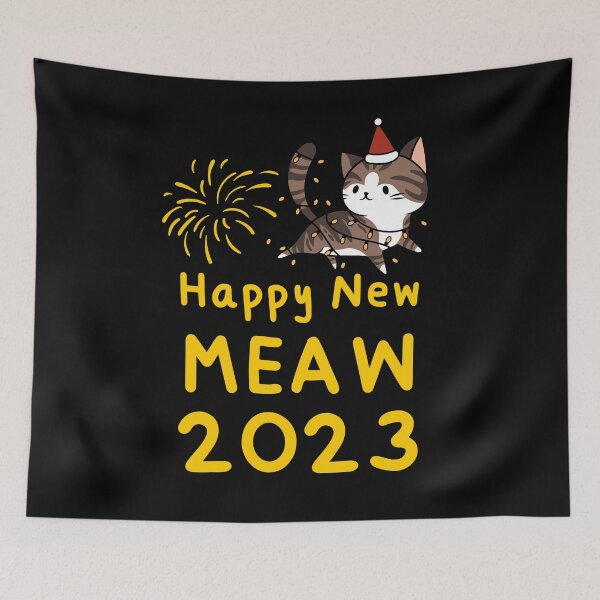 Item preview, HNY 2023,Happy New Year 2023 :Happy New Meaw : Funny Cat. designed and sold by MokonoKokoro.