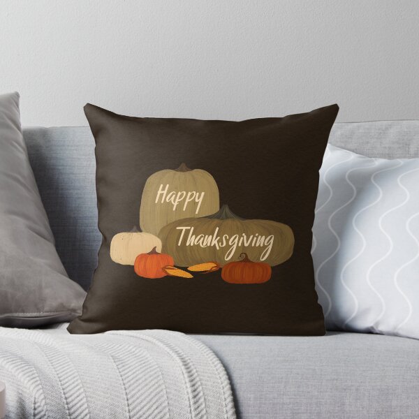 Happy Thanksgiving with Pumpkins Throw Pillow