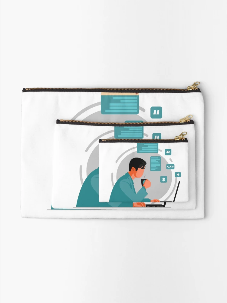 Thumbnail 2 of 4, Zipper Pouch, Coding guy designed and sold by Code  Monkeys.