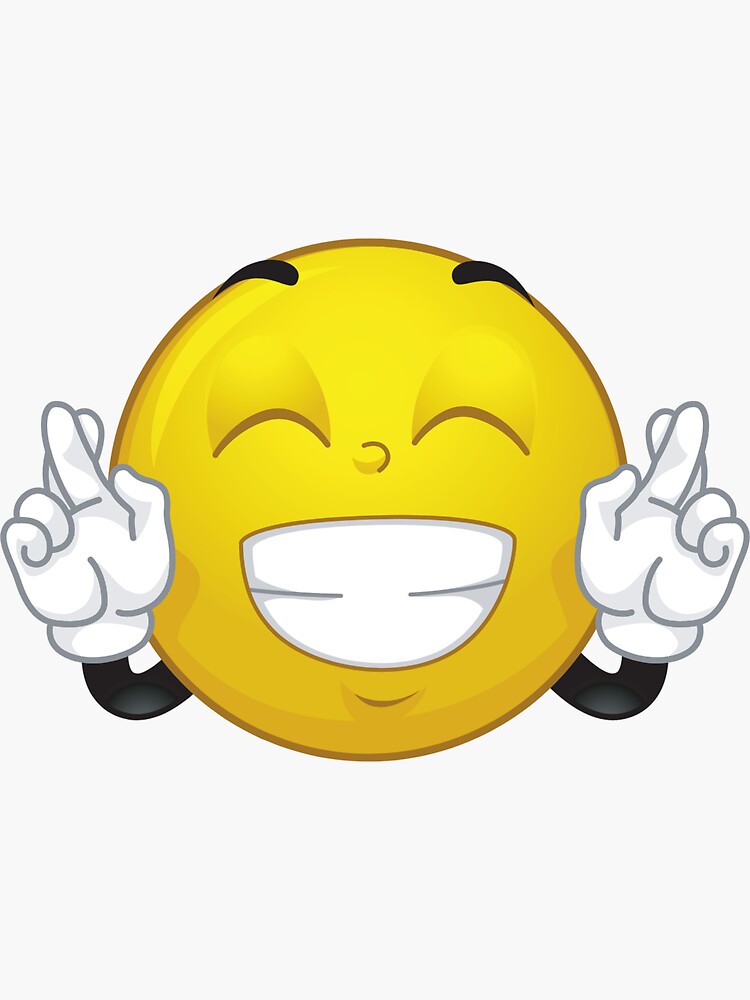 "Finger crossed emoji " Sticker for Sale by goldenlolly1 Redbubble
