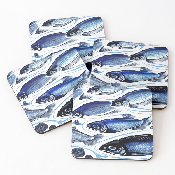 Item preview, Big Blue Fish Swimming in School designed and sold by deniselynnimage.