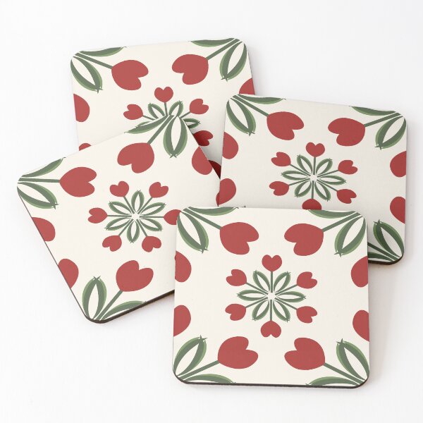 Item preview, Red, green and cream tulip wreath  designed and sold by FrancesPoff.