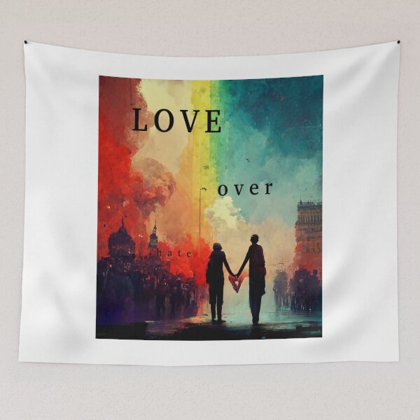 Item preview, Love over hate heart city  designed and sold by CottagePop.