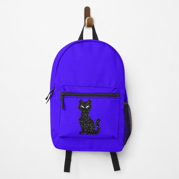 Item preview, Printed image of sparkling black sequins cat on indigo background designed and sold by JaReVa.