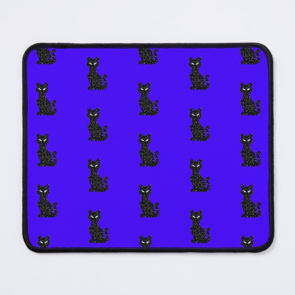 Item preview, Printed image of sparkling black sequins cat pattern on indigo background designed and sold by JaReVa.