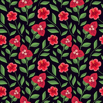 Seamless floral pattern with pink bougainvillea flower on climbing