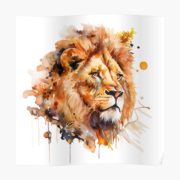 "Zodiac Sign LEO - Watercolour Illustration of astrology Leo" Poster for Sale by KOTOdesign