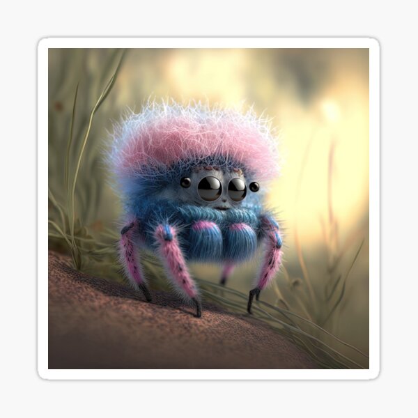 "cute fluffy jumping spider" Sticker for Sale by Avicularious | Redbubble