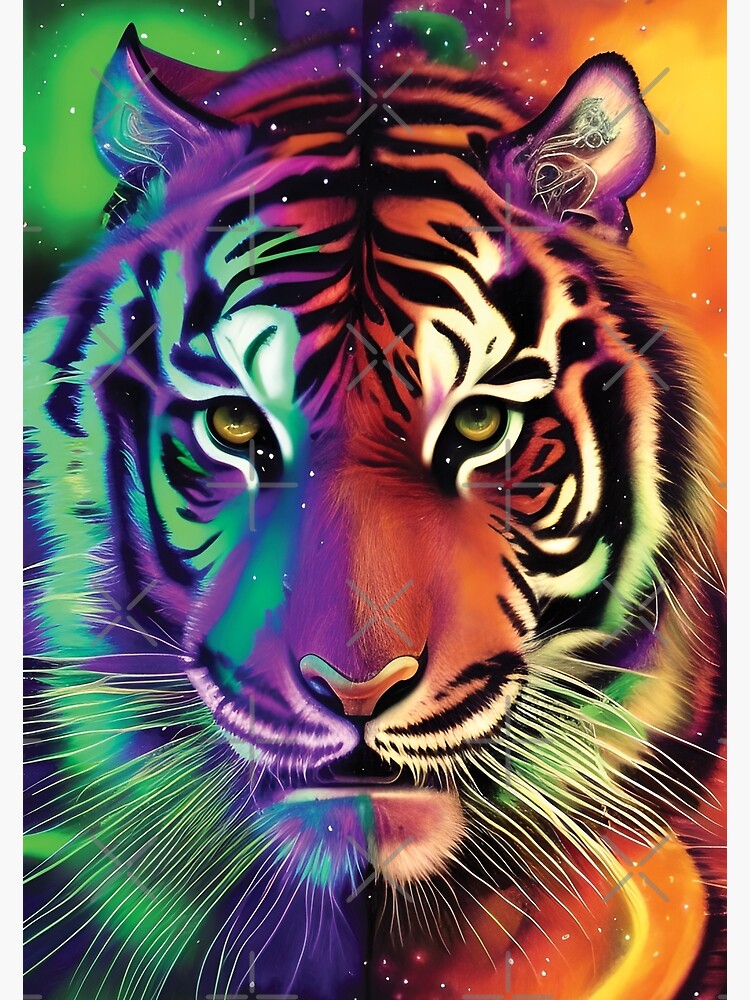 Colorful Multicolor Rainbow Tiger Roaring Green Eyes Tote Bag