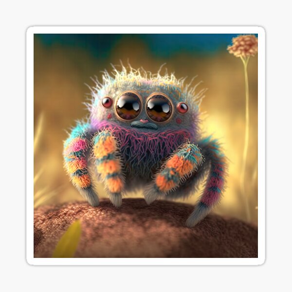 "cute fluffy jumping spider" Sticker for Sale by Avicularious | Redbubble