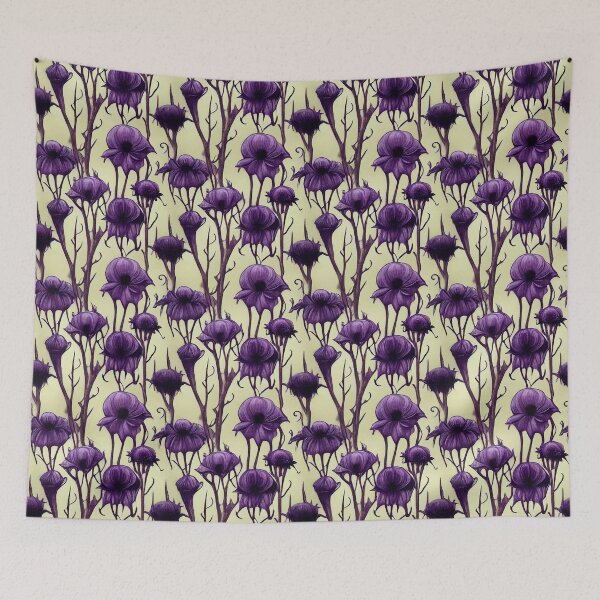 Item preview, Gothic Motif of Purple Poppies With Thorns Tim Burton Style designed and sold by raulmaler.