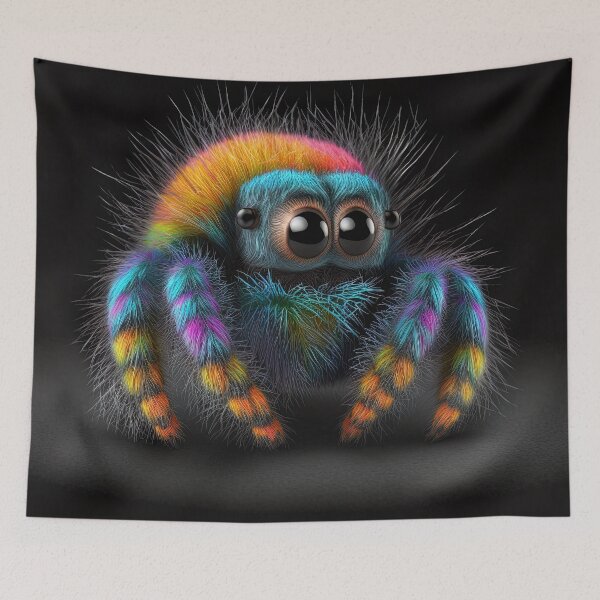 Item preview, cute fluffy jumping spider designed and sold by Avicularious.