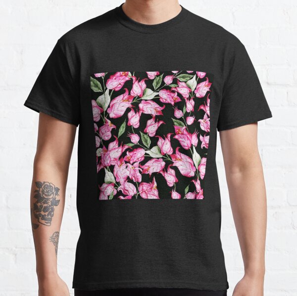 Seamless floral pattern with pink bougainvillea flower on climbing