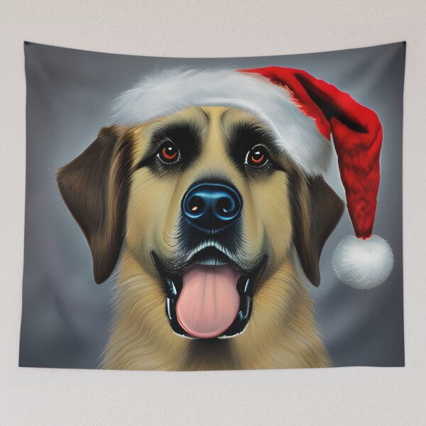Item preview, Christmas Anatolian Shepherd Wearing A Santa Hat designed and sold by ZenEverAI.