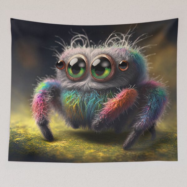 Item preview, cute fluffy jumping spider designed and sold by Avicularious.
