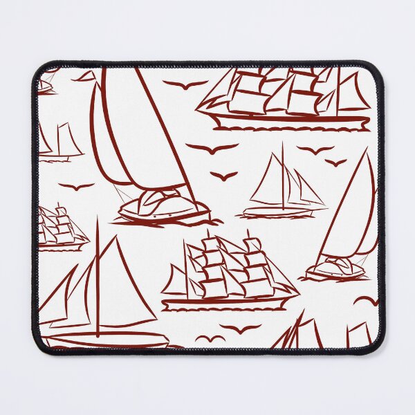 Item preview, Deep Red Classic Boats Pattern designed and sold by seasprayart.
