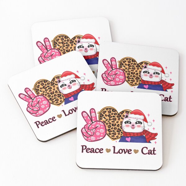 Item preview, Peace Love Christmas Santa Cat designed and sold by MisPuHoney.