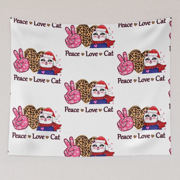 Item preview, Peace Love Christmas Santa Cat designed and sold by MisPuHoney.