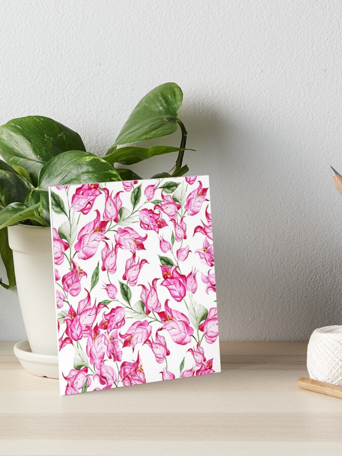 Seamless floral pattern with pink bougainvillea flower on climbing twigs   Art Board Print for Sale by LINAcrave