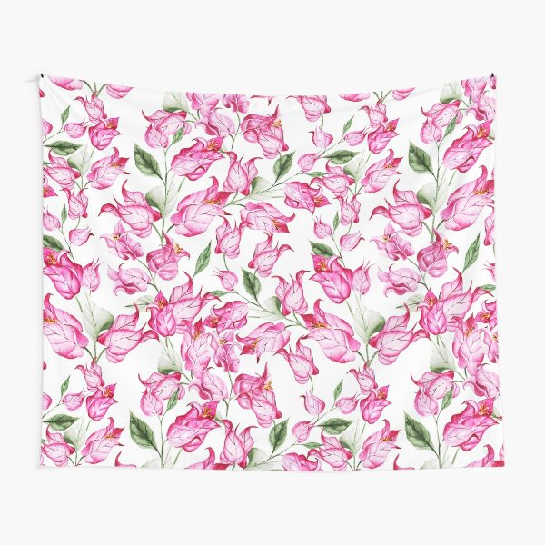 Seamless floral pattern with pink bougainvillea flower on climbing