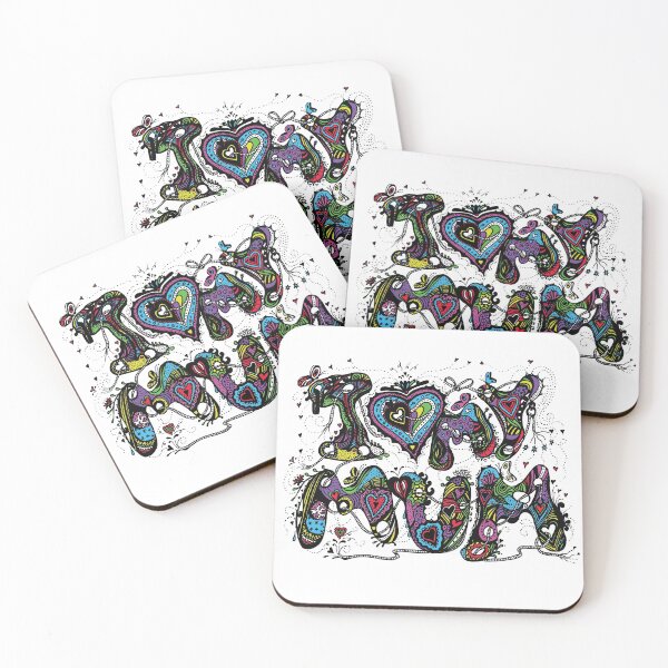 Item preview, I Love My Mum Multicoloured Aussie Tangle on White Background designed and sold by Heatherian.