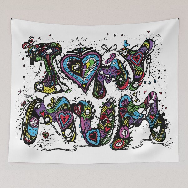 Item preview, I Love My Mum Multicoloured Aussie Tangle on White Background designed and sold by Heatherian.