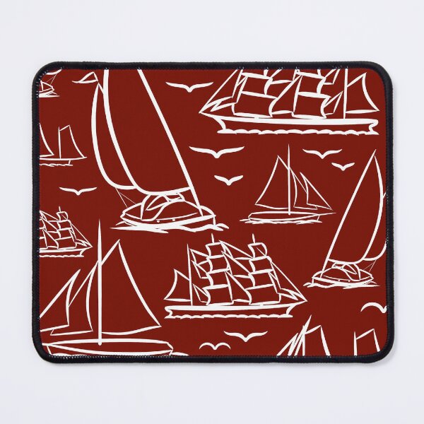 Item preview, Deep Red Classic Boats Pattern Version 2 designed and sold by seasprayart.
