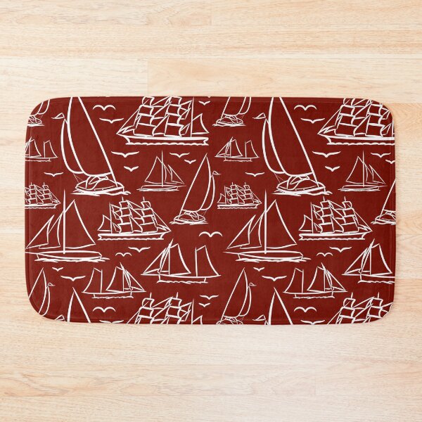 Item preview, Deep Red Classic Boats Pattern Version 2 designed and sold by seasprayart.