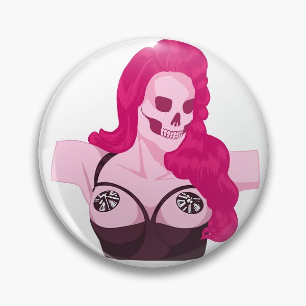 Item preview, Cute sexy skeleton lady pinup - skullface lingerie with pink hair design  designed and sold by Balsamista-art.
