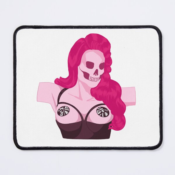 Item preview, Cute sexy skeleton lady pinup - skullface lingerie with pink hair design  designed and sold by Balsamista-art.
