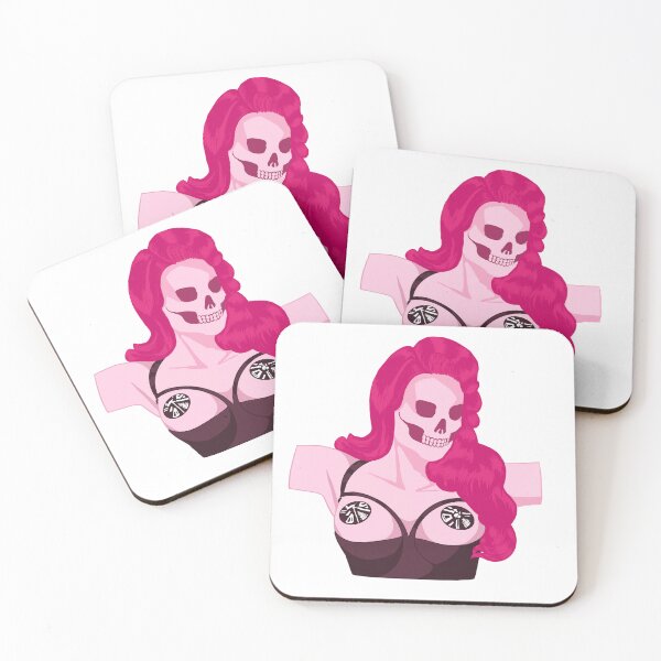 Item preview, Cute sexy skeleton lady pinup - skullface lingerie with pink hair design  designed and sold by Balsamista-art.