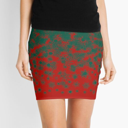 Item preview, Blizzard - Green snowflakes on a red background designed and sold by illustratious.