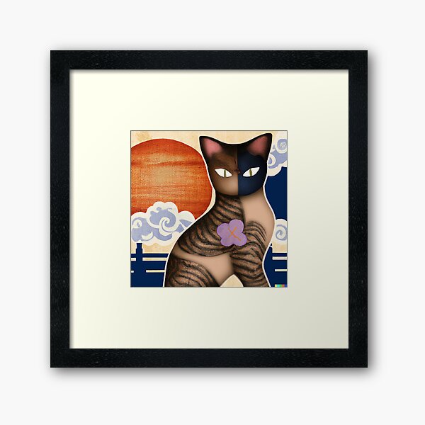 Aperçu de l'œuvre Chat Ukiyo-e avec de beaux yeux créée et vendue par DressMeUnique.