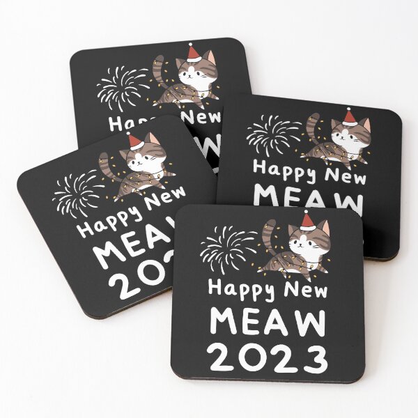 Item preview, HNY 2023,Happy New Year 2023 :Happy New Meaw : Funny Cat. White designed and sold by MokonoKokoro.