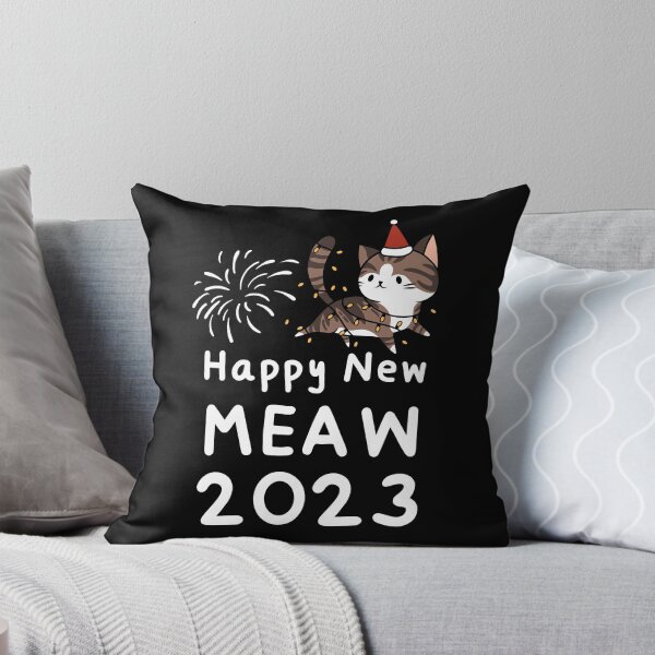 Item preview, HNY 2023,Happy New Year 2023 :Happy New Meaw : Funny Cat. White designed and sold by MokonoKokoro.