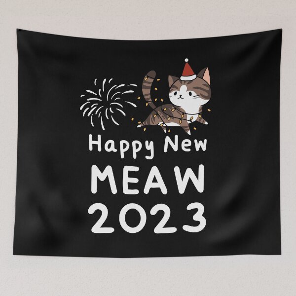 Item preview, HNY 2023,Happy New Year 2023 :Happy New Meaw : Funny Cat. White designed and sold by MokonoKokoro.