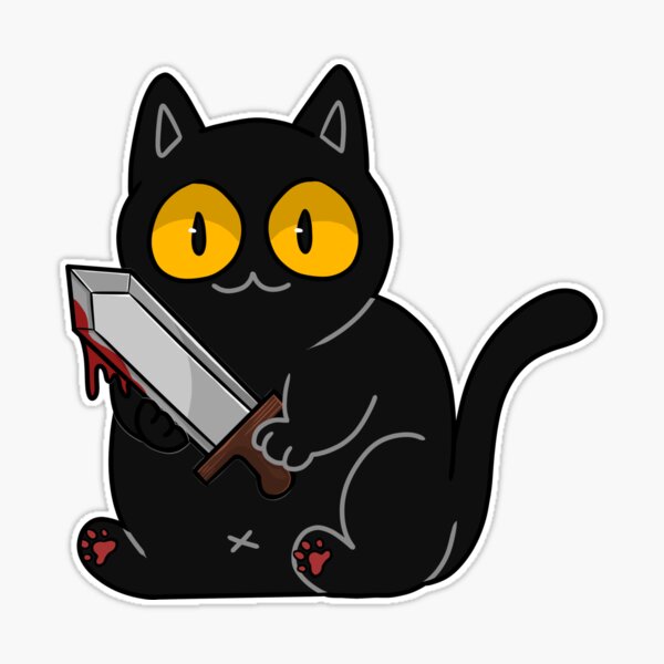 Murderous Cat With Knife, Cat with Sword, Black Cat Club, Secret Society |  Sticker