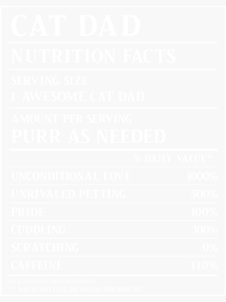 Cat Daddy Funny Cat Dad Nutrition Facts Sticker For Sale By Aboubakr1 Redbubble 9163