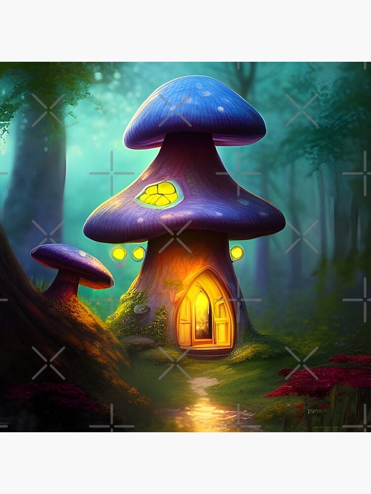 "Enchanting Home for Sale (3) Magic Mushroom House" Sticker for Sale