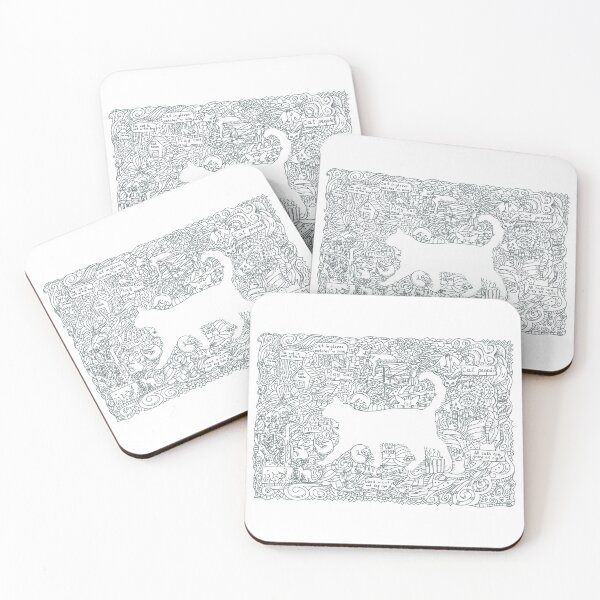 Item preview, Doodle art drawing of cat theme. Black line art designed and sold by evk-art.