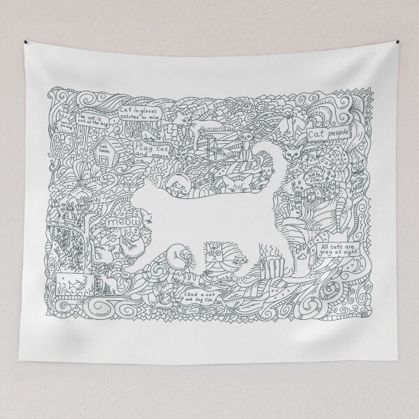Item preview, Doodle art drawing of cat theme. Black line art designed and sold by evk-art.