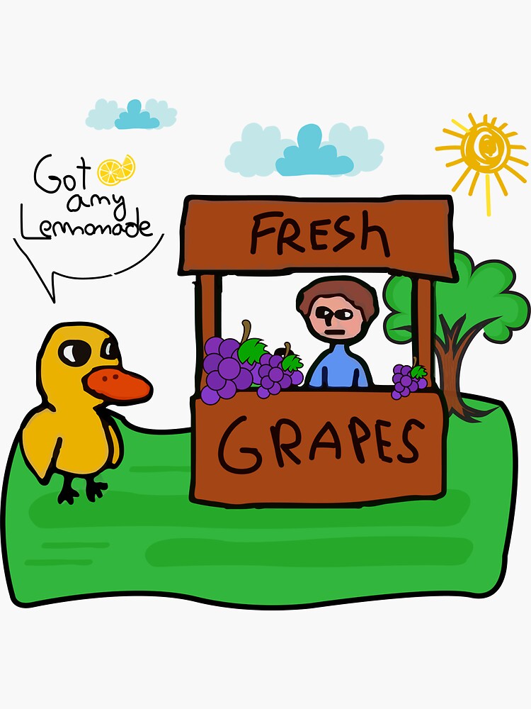 "Fresh Grapes Got Any Ice Lemonade Stand, Funny Cute Duck" Sticker for Sale by Dinev Redbubble
