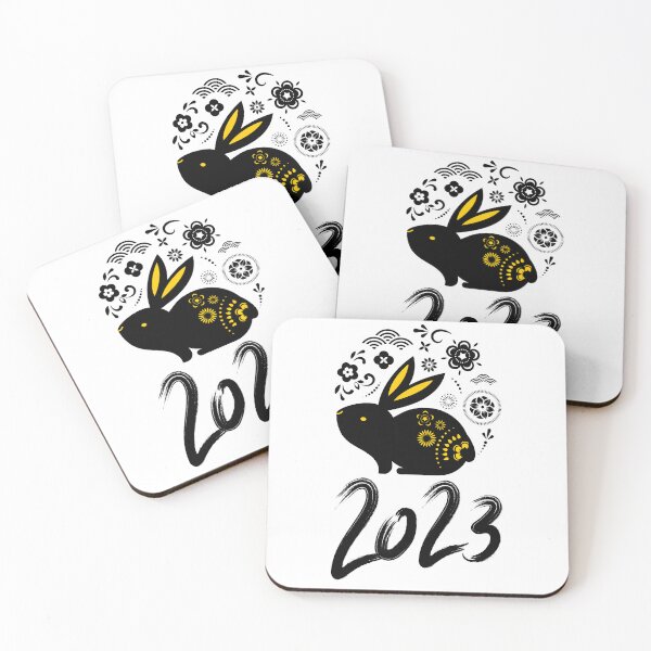 Item preview, HNY 2023,Happy New Year 2023 : Gold Rabbit. Black designed and sold by MokonoKokoro.