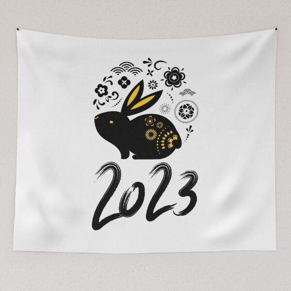 Item preview, HNY 2023,Happy New Year 2023 : Gold Rabbit. Black designed and sold by MokonoKokoro.